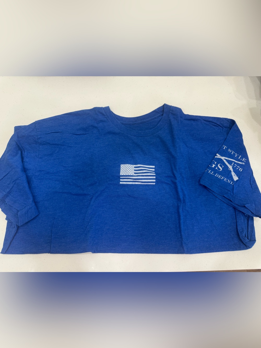 Grunt Style Royal Blue Short Sleeve Tee with White Flag Graphic